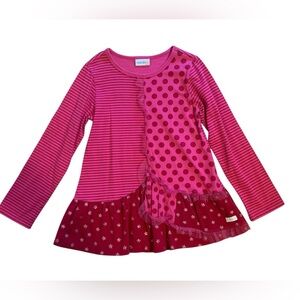 Naartjie Pink and Red Long Sleeve Top Stars Stripes Tulle size 8